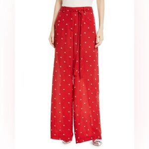 Valentino Red Rosebud Wide-Leg Pants NWT